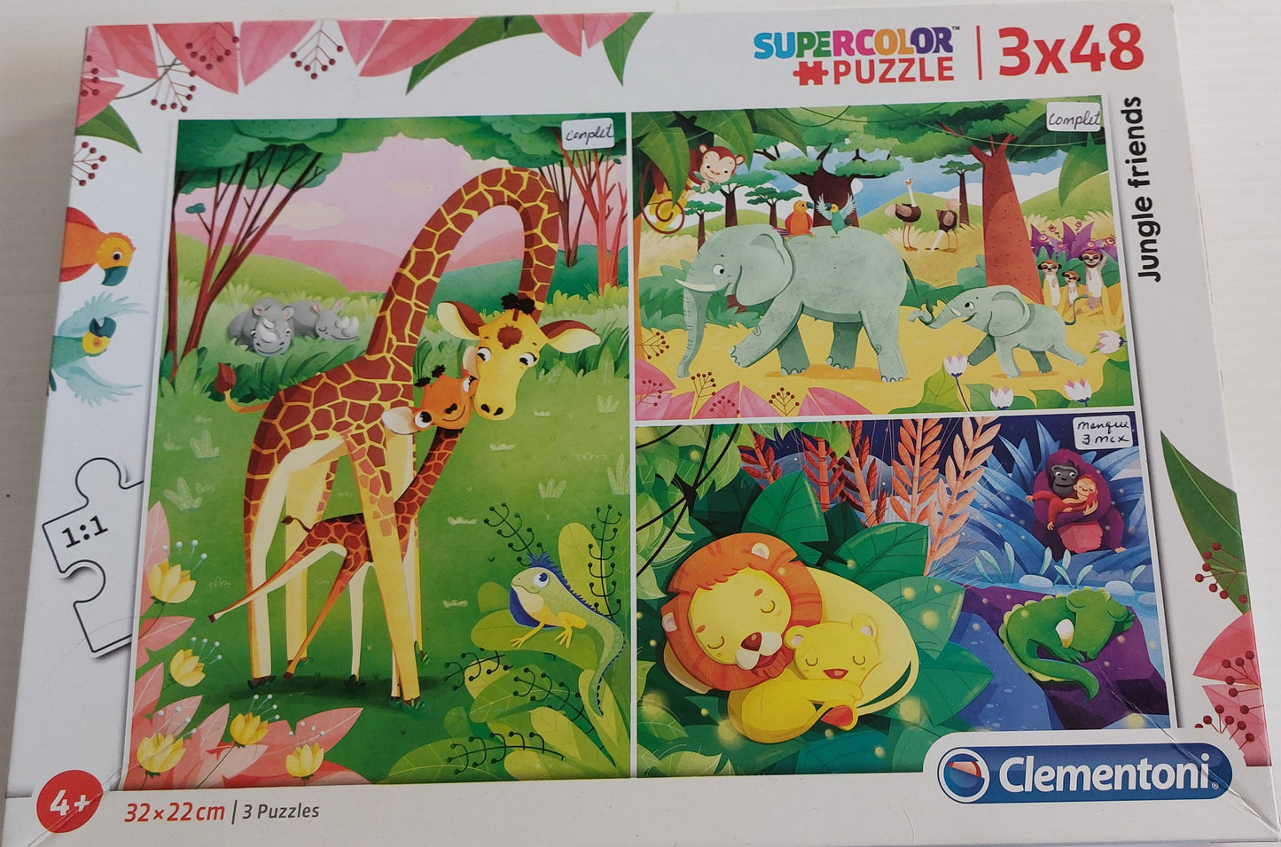 Jungle Friends CLEMENTONI 25233 Casse-tête 3 x 48 morceaux