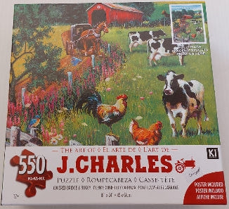 CHARLES, J : Pont couvert et carriole Casse-tête KI Puzzle 550 Morceaux