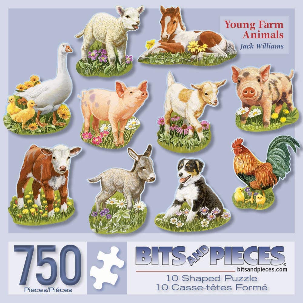 WILLIAMS, Jack : Young Farm Animals Bits and Pieces Casse-tête 750 morceaux