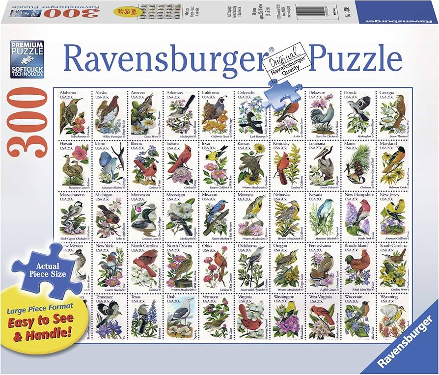 50 timbres d'oiseaux Ravensburger 132249 Casse-tête 300 morceaux