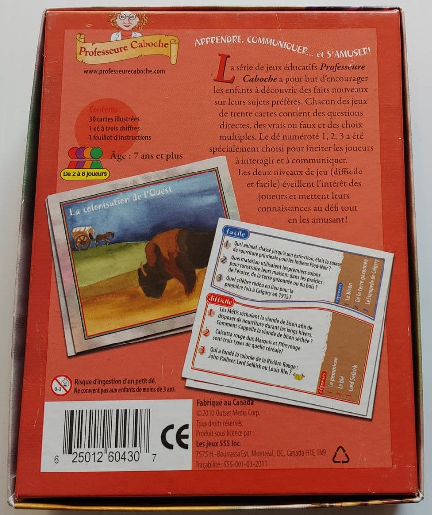 Professeure Caboche : Histoire du Canada Jeu 7 ans et plus