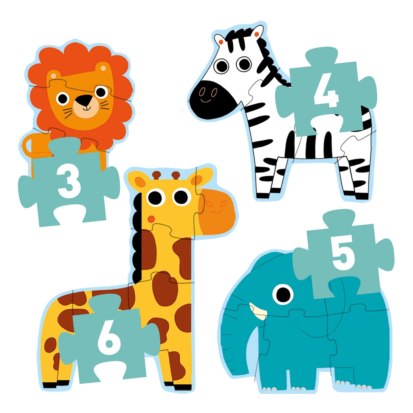 Dans la jungle DJECO 4 puzzles 3-4-5-6 morceaux