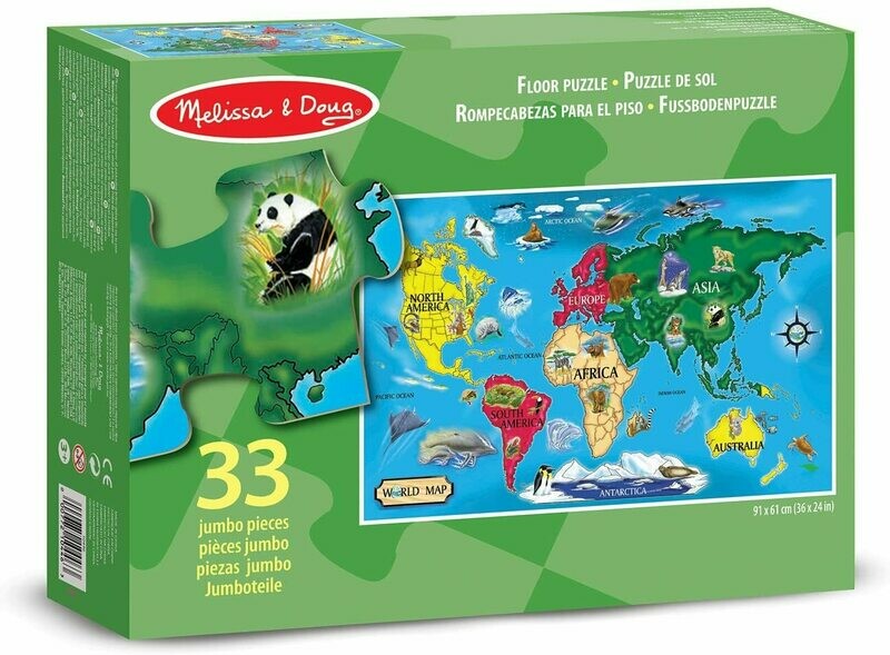 Carte du monde Melissa & Doug 10446 Casse-tête 33 morceaux de plancher