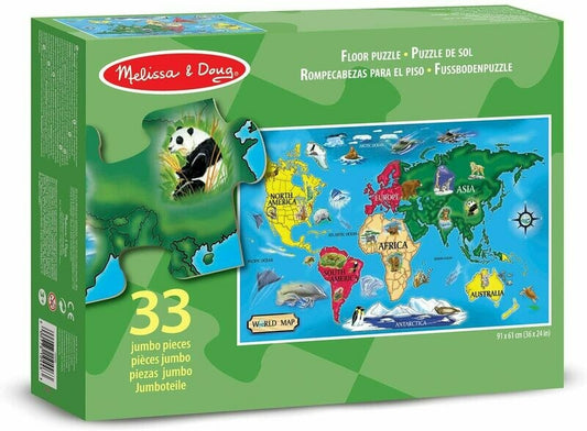 Carte du monde Melissa & Doug 10446 Casse-tête 33 morceaux de plancher