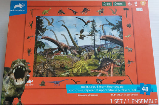 Construire, repérer et apprendre le puzzle au sol : Dinosaures ANIMAL PLANET Casse-tête 48 morceaux