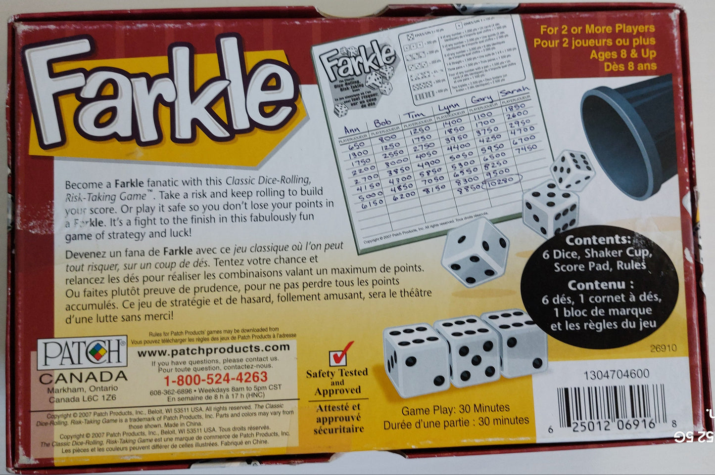 Farkle PATCH 26910 Jeux 8 ans et +
