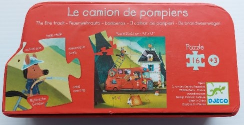 Le camion de pompier The fire truck  DJECO DJ07269 Casse-tête 16 morceaux