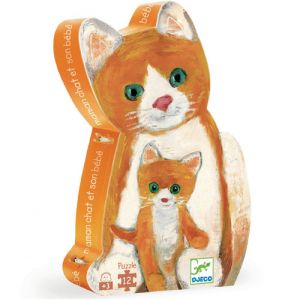 Maman chat et son bébé DJECO DJ07260 Casse-tête 12 morceaux