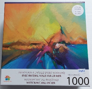 Peinture à l'huile d'art moderne avec bateau, Voile sur la mer COMPLETE ME Casse-tête 1000 morceaux