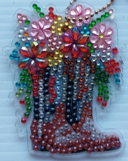 01 botte de cowboy porte-clé, cowboy boot keychain breloque