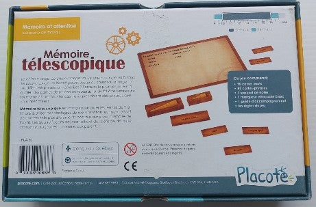Mémoire télescopique Développement cognitif PLACOTE Jeux 9 ans et plus