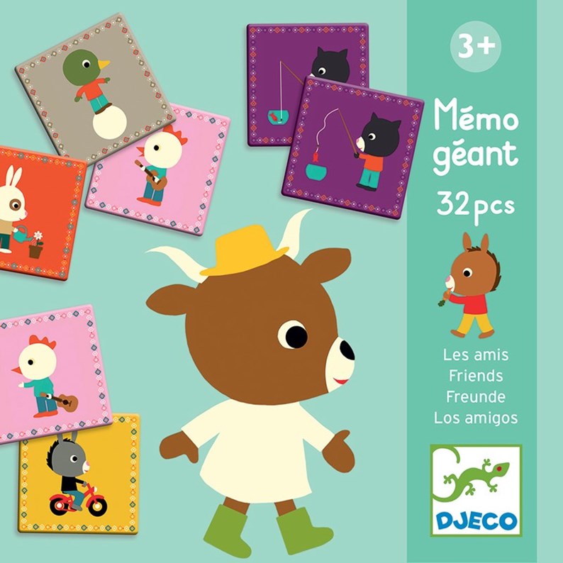Mémo géant, les amis DJECO 32 morceaux Jeux 3 ans et +