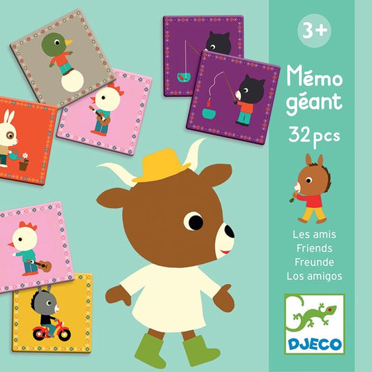 Mémo géant, les amis DJECO 32 morceaux Jeux 3 ans et +