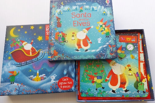 Santa Book and 3 Jigsaws USBORNE Casse-tête 3 x 9 morceaux 9781474995771