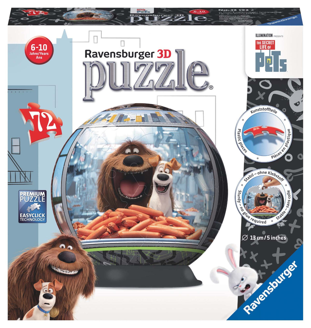 The Secret Life of Pets Puzzle Ball 3D Ravensburger 121922 Casse-tête 72 morceaux