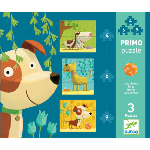 Primo Puzzle Les chiens DJECO Casse-têtes 4-6-9 morceaux