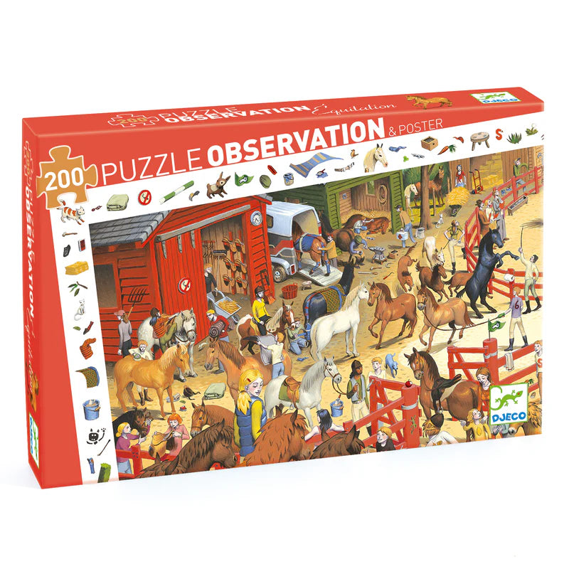 Équitation Puzzle observation Djeco DJ07454 Casse-tête 200 morceaux
