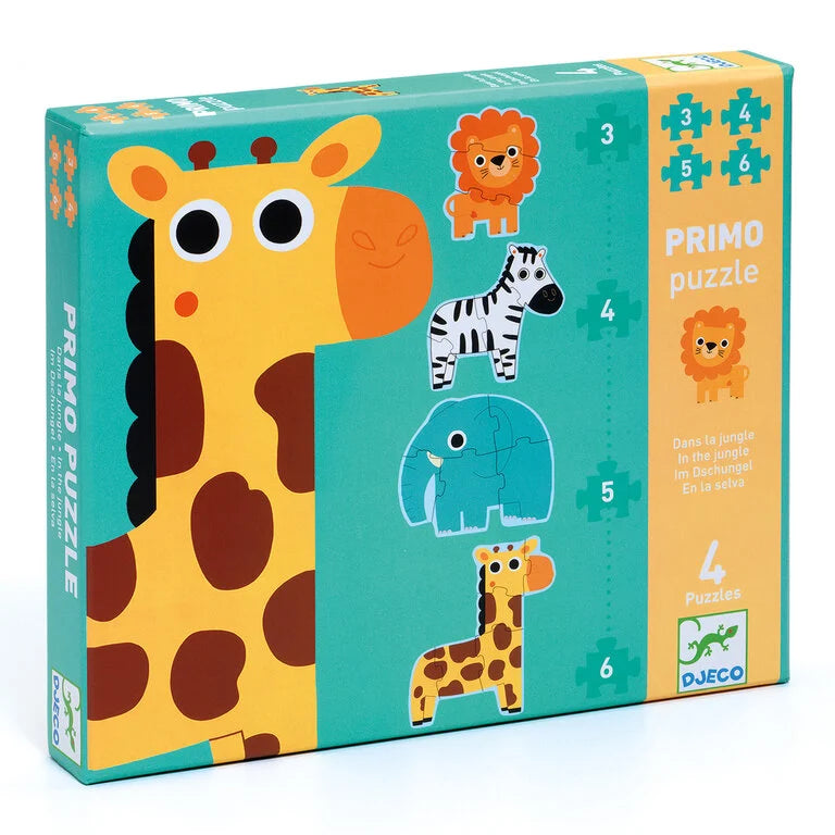 Dans la jungle DJECO 4 puzzles 3-4-5-6 morceaux