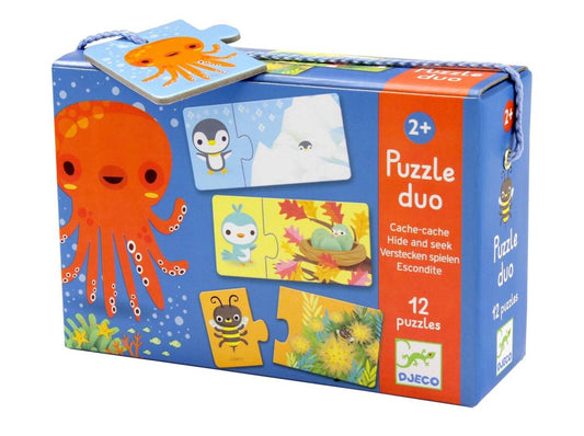 Cache-cache Puzzle Duo DJECO DJ08156 12 puzzles Jeux 2 ans et +