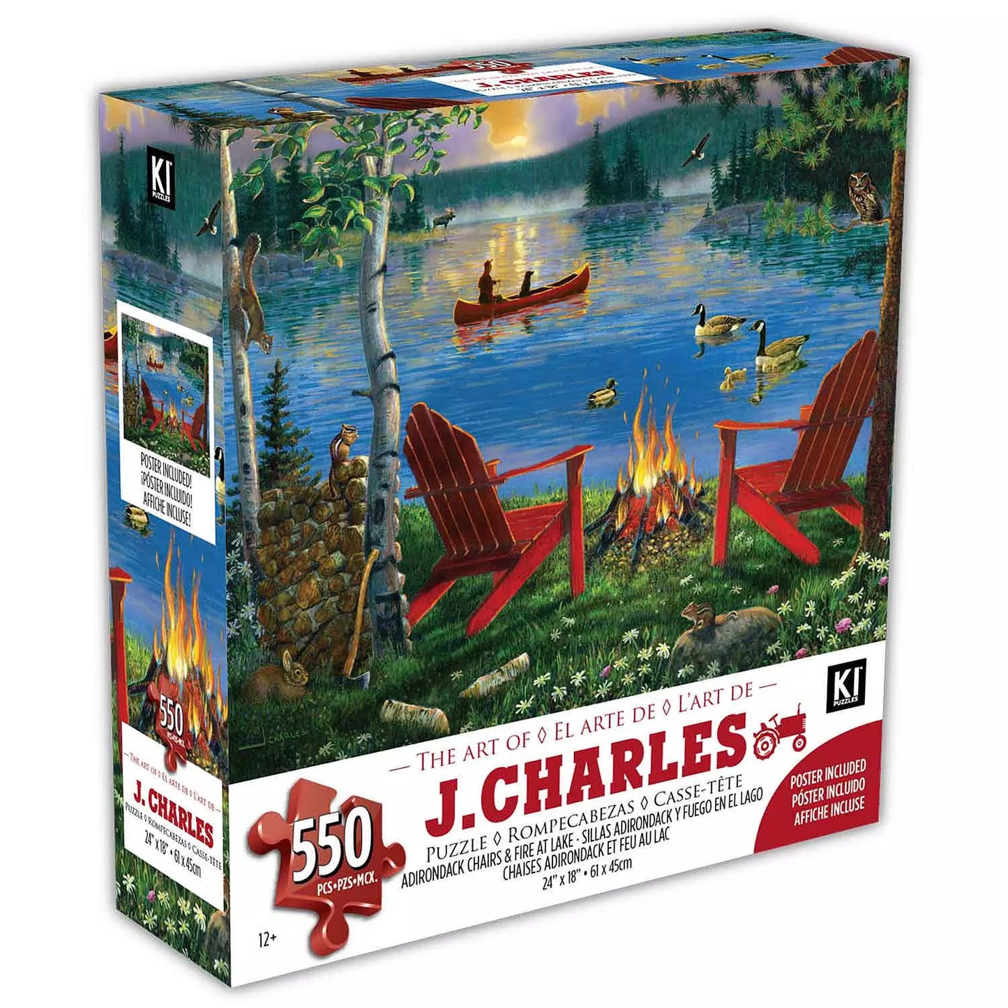 CHARLES, J : Chaises adirondack et feu au lac Casse-tête KI Puzzle 550 Morceaux