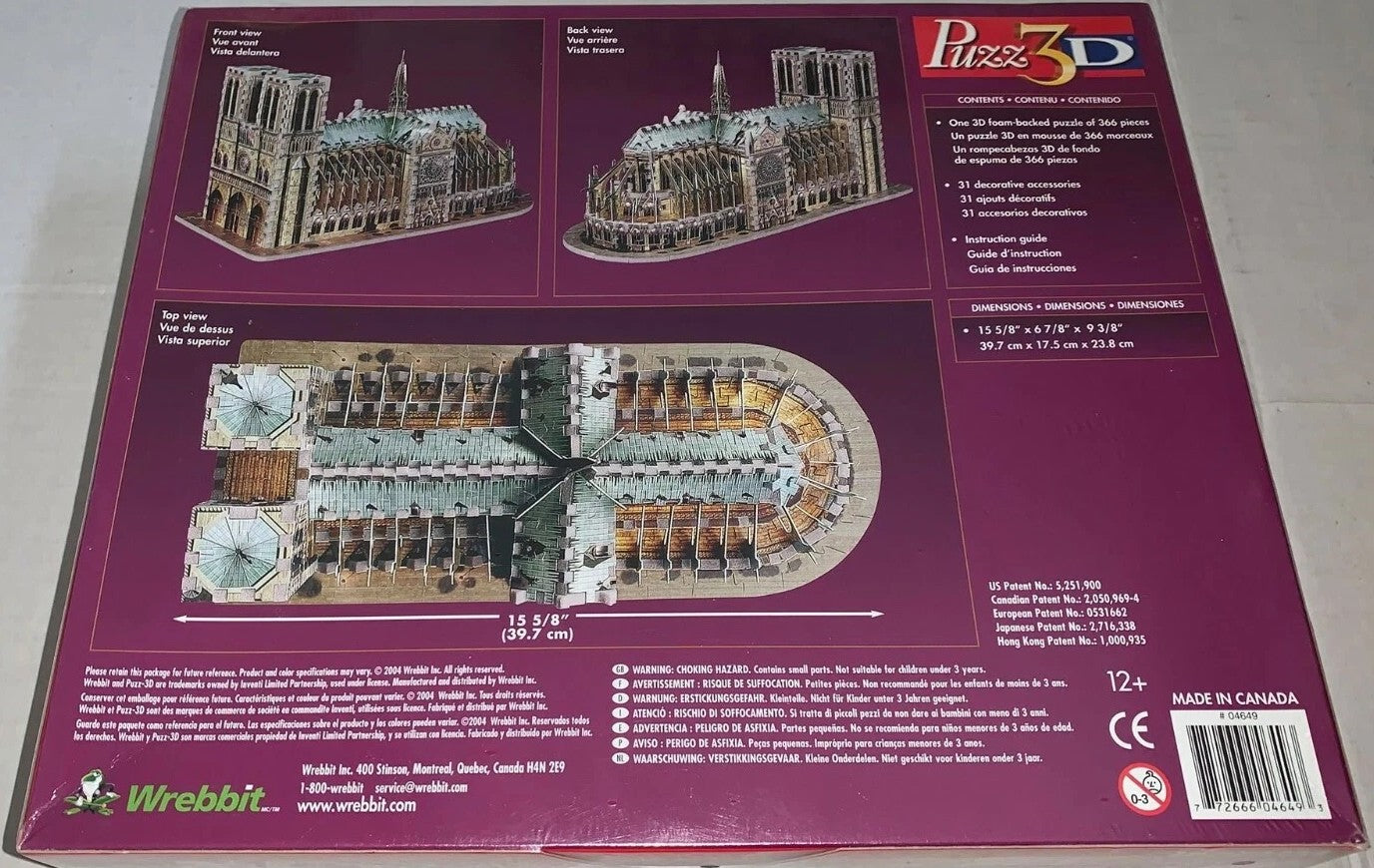 Notre-Dame de Paris WREBBIT 3D Casse-tête 366 morceaux