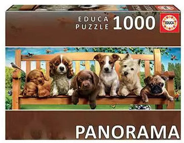 Panorama : Chiots sur le banc EDUCA 19038 Casse-tête 1000 morceaux