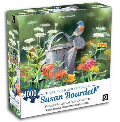 BOURDET, Susan Merle bleu et Zinnias KI Puzzle Casse-tête 1000 morceaux